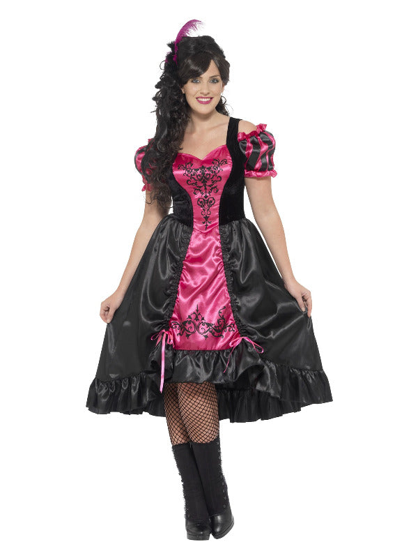 Curves Sassy Saloon Costume, Pink