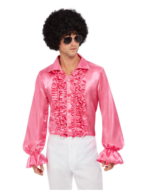 60's Ruffled Shirt, Hot Pink