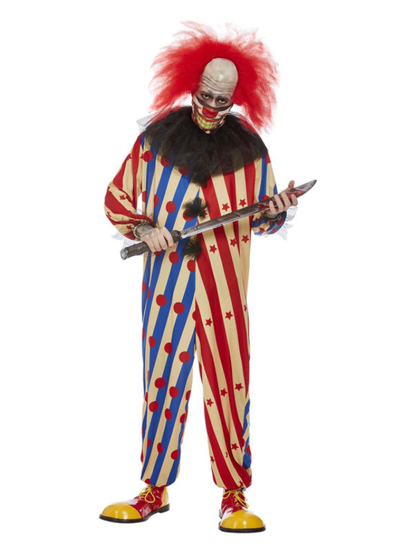 Mens, Creepy Clown Costume, Red & Blue